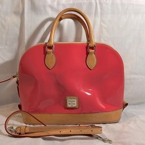 Pink, salmon colored, patent leather Dooney & Bourke